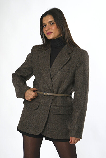 ABBRA Jachetă căptușită cu centură pentru femei