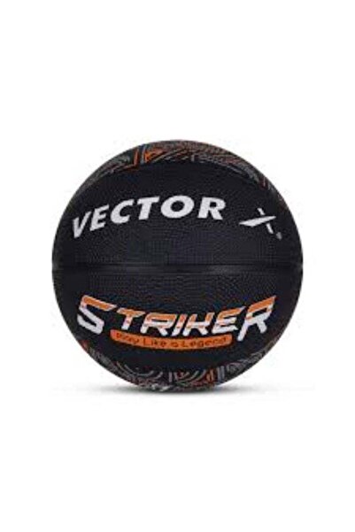 Vector X Striker 7 Rubber Basketball - Black & Orange, Outdoor/Indoor Training & Match Ball