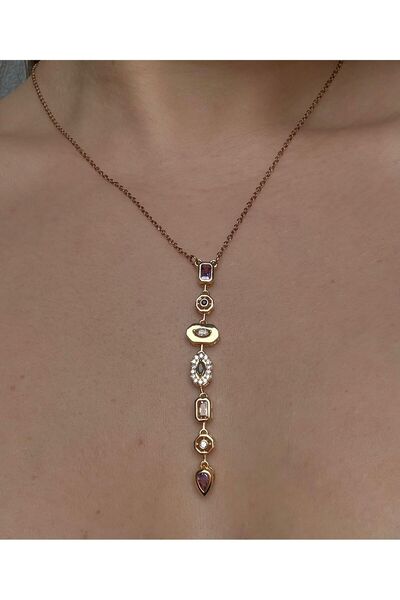 ELMERIAJEWELRY Zirkon Taşlı Çelik Kolye