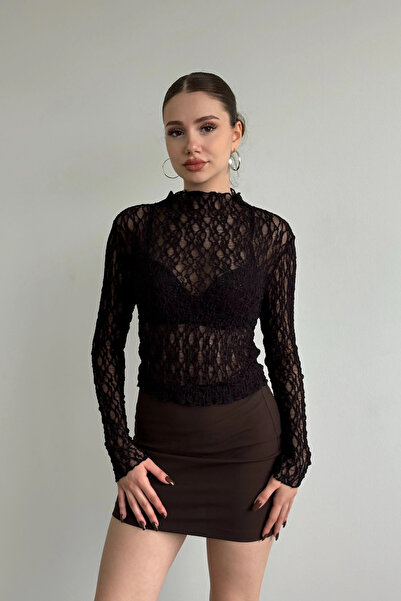 MARTYZ بلوزة دانتيل بياقة واقفة