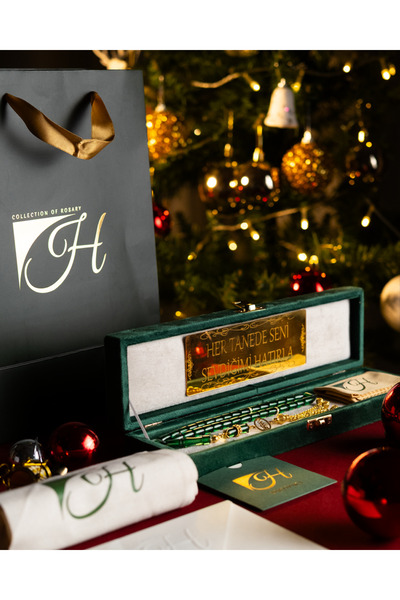 COLLECTION OF ROSARY Yeni Yıl Hediyesi-Yılbaşı Koleksiyonu Özel Set-925 Ayar Gümüş Püsküllü Ateş Kehribar