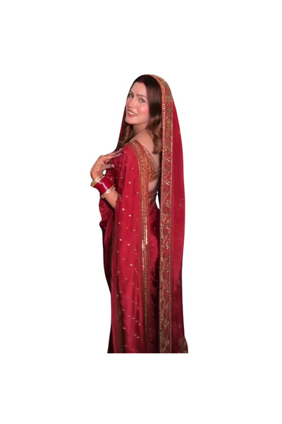 MYSMAR ساري حريري ساتان أحمر - PMM18445 | أحمر