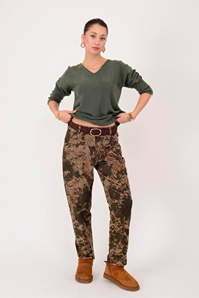 Park Moda P0467 Belt-Detail Thin Twill Velvet Pants