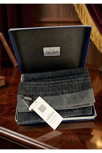 Exve Exclusive Smoked Gray Transitional Elegant Gift Double-Sided Wool Scarf in Pu Leather Box Shawl with Box Ribbed Knit