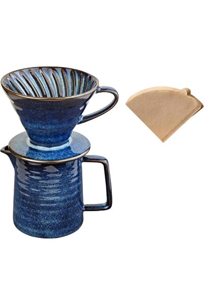 X LOT Pour Over Ceramic Coffee Maker Set V60 Dripper (Starry Blue)