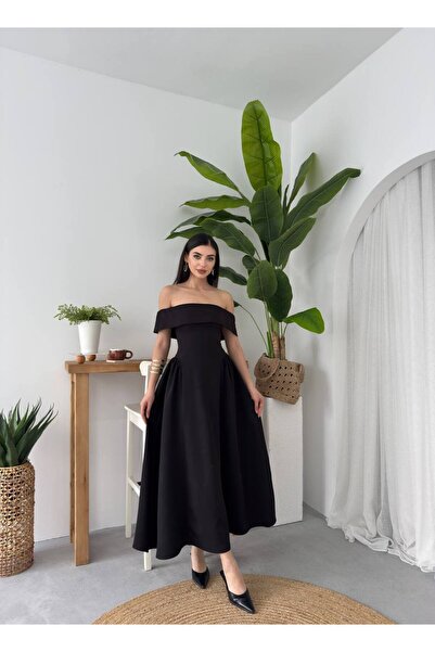 ETİKAFASHION Straplez Pileli Balconette Prenses Elbise