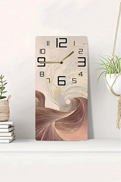 kutuTR 3D Looking 2D Uv Printing Mdf Painting Clock – Modern Abstract Wave Pattern – 20X40 Cm-Dts193