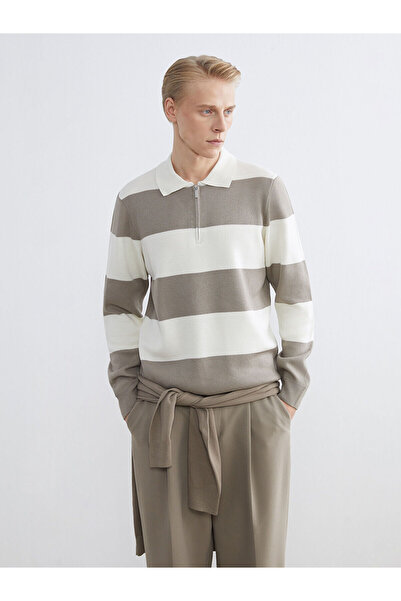 LC Waikiki Özmarka New Season Polo Neck Striped Men's Knitwear Sweater