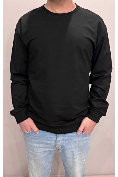 FKN MODA SİYAH Renk Basic Bisiklet Yaka Erkek Sweatshirt
