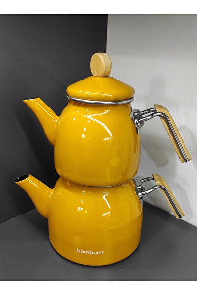 MORMAVİ BAMBUM SULTAN EMAYE BAMBU KULPLU ORTA BOY ÇAYDANLIK