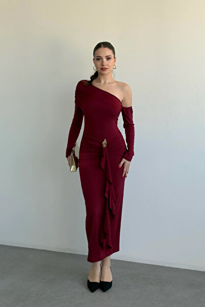 MARTYZ Tek Omuz Aksesuar Detay Elbise