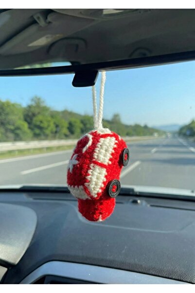perasse Türk bayrağı ay yıldız araba süsü amigurumi