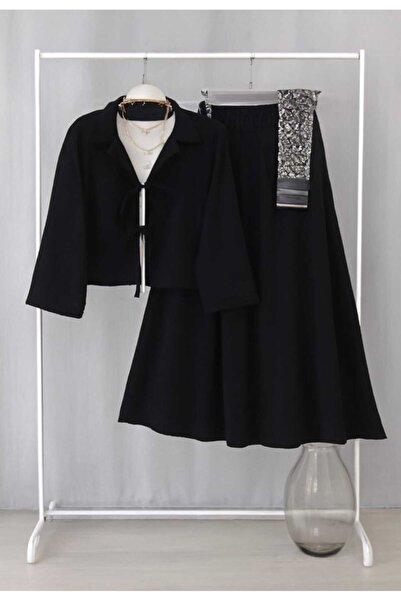 MODA VEDAT Set din două piese pentru femei cu detaliu de dantelă în față și f...