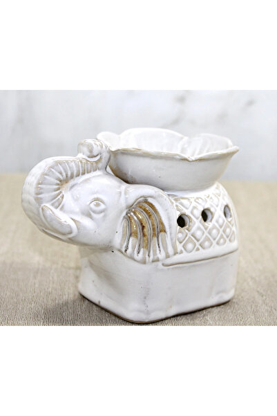 Epilons White Ceramic Elephant Incense Burner