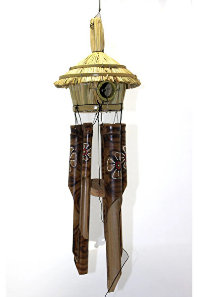 Epilons Clopot de bambus cu cuib de pasăre din răchită 50 cm