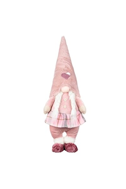 UnderShop Figurina Decorativa Craciun, Gnome, Imbracaminte Roz, Caciula Catifelata, Codite Lung, 70cm