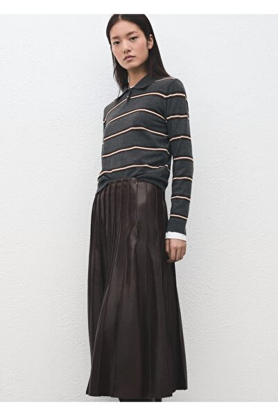 MANGO Woman Çizgili polo yaka kazak