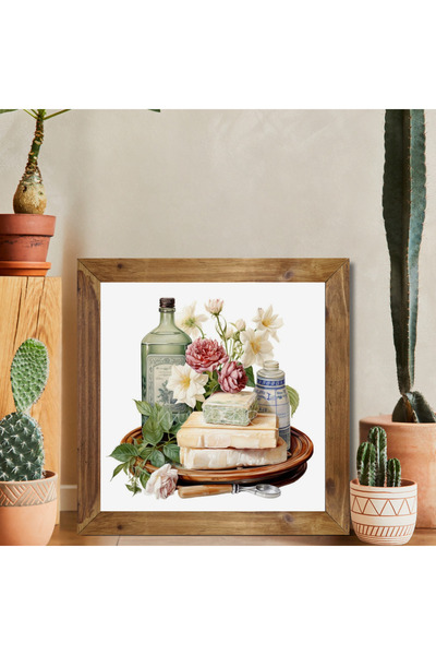 Tuba Decor Ahşap Çerçeveli Kare Tablo banyo düzen