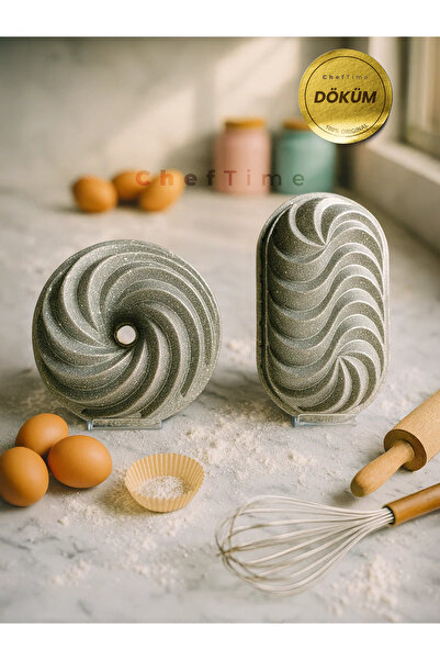 CHEFTİME 2’li Granit Döküm Rüzgar & Baton Kek Kalıbı | Gri