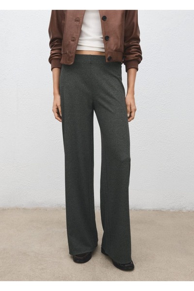 MANGO Woman Beli bağcıklı düz kesim pantolon