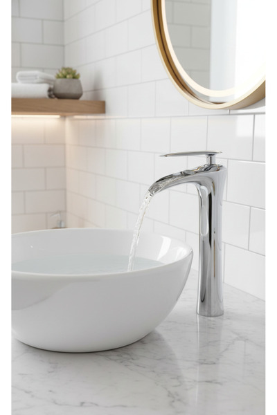 EMFA AKSESUAR صنبور حوض من الكروم - صنبور حوض من الكروم بتدفق شلال