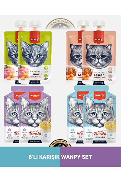 Wanpy Ton Balık - Tavuk - Havuç & Somon - Tavuk - Havuç Kedi Et Ezmesi Seti 4...