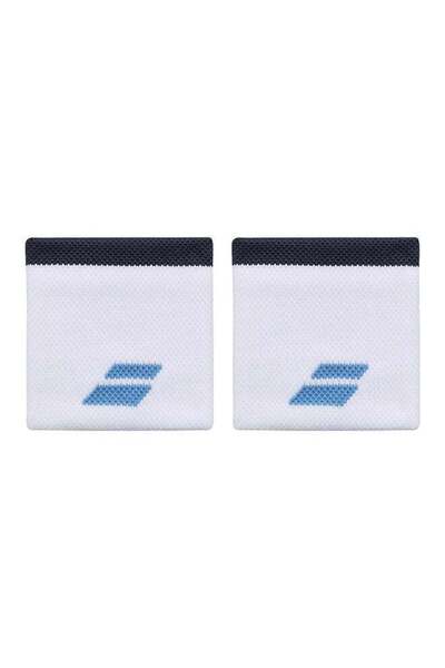 BABOLAT Logo Wristband for Tennis 5Ub1261-1099, White/Blue, One Size, Sweat-A...