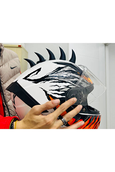 Rapithwin Kask Üstü Diken Seti (2 Adet) | Motosiklet Kaskı Ejderha Sırtı Modi...