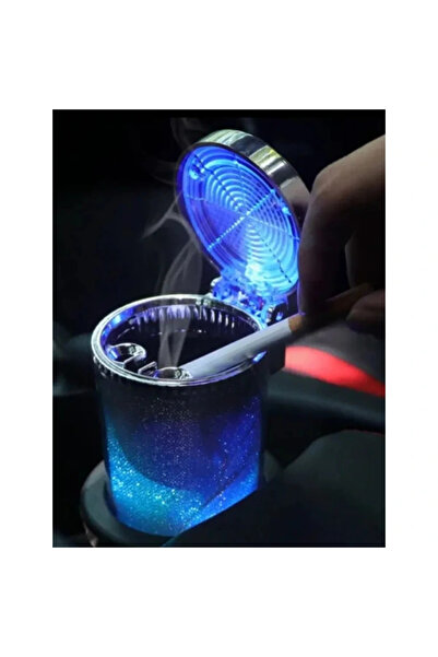 Marsilyan ieg ™   منفضة سجائر داخل السيارة بدون رائحة مع غطاء مضيء RGB