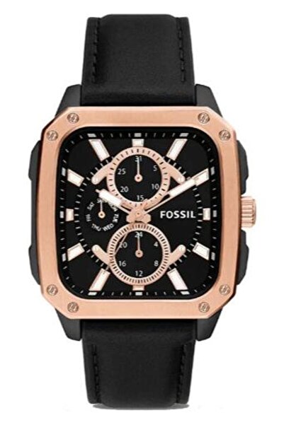 Fossil Multifunction Black Dial Black Leather Strap Watch for Men - BQ2654
