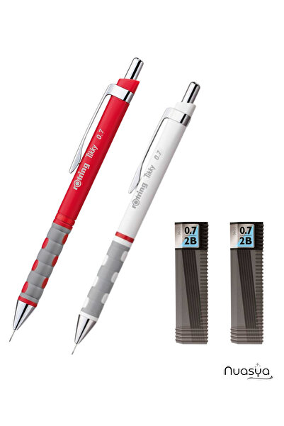 Rotring 2-Piece Versatil Pen Set Red & White + 2 Tombow 0.7 Nibs as a Gift