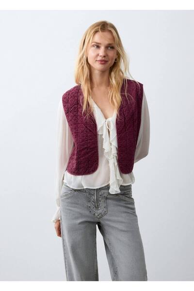 Mango Teen İşlemeli kapitone yelek