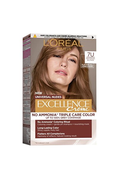 L'Oreal Paris Excellence Universal Nudes Ammonia-Free Permanent Hair Dye, 7U Blonde, 192 ml