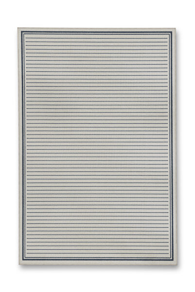 Rugs Modern Halı MOSSO Bej Temalı Gri Çizgili Şerit Desenli Dokuma Taban Mode...