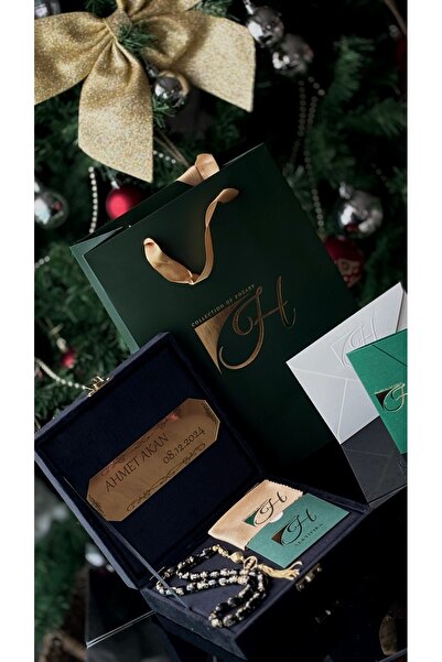 COLLECTION OF ROSARY Yılbaşı Özel Hediyelik Full Set-Altın Yaprak Parçacıklı-925 Ayar Gümüş Püsküllü