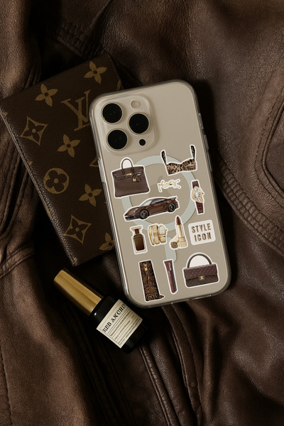 WALLHUMAN Lüks Moda Temalı Sticker Seti – Çanta, Parfüm, Araba, Makyaj İkonla...