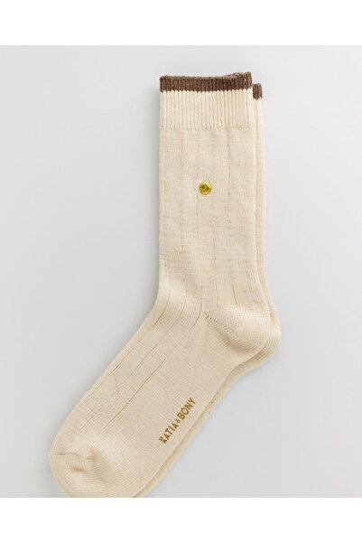 Katia&Bony جوارب رجالية منقوشة مرصعة باللون البني الفاتح