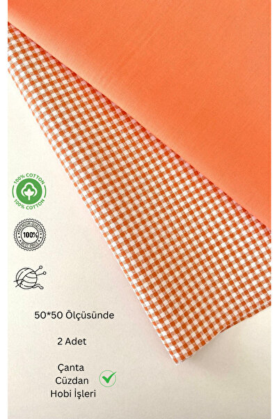 seyranat Çanta, Cüzdan, Hobi İşleri İçin 2 Adet 50 cm Turuncu Pötikare Desenl...