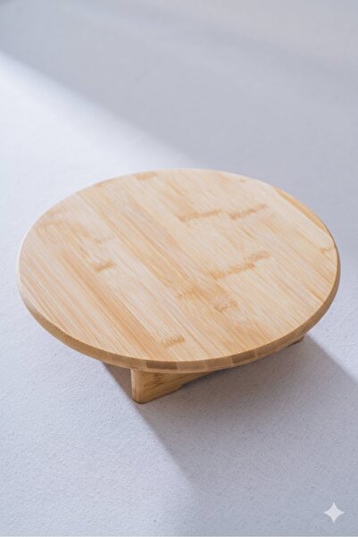 Darga Wood Shop Standing Cutting Board Bamboo Round Serving Board 30 cm