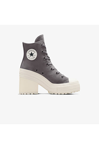 Converse Chuck 70 De Luxe Heel Unisex Gri Deri Platform Sneaker