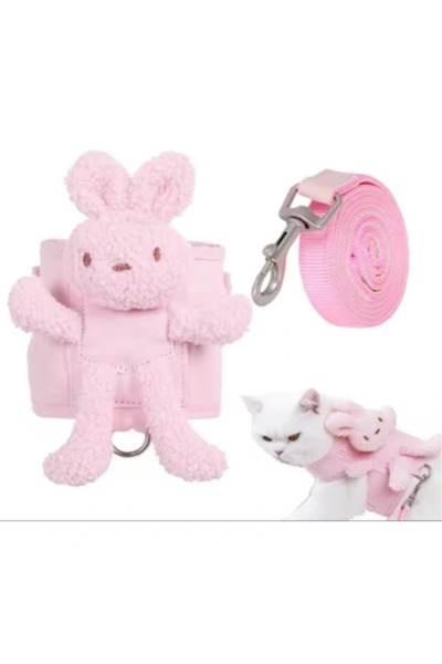 Epilons طقم طوق للحيوانات الأليفة مع دمية دب قطيفة ZENVİA-4567