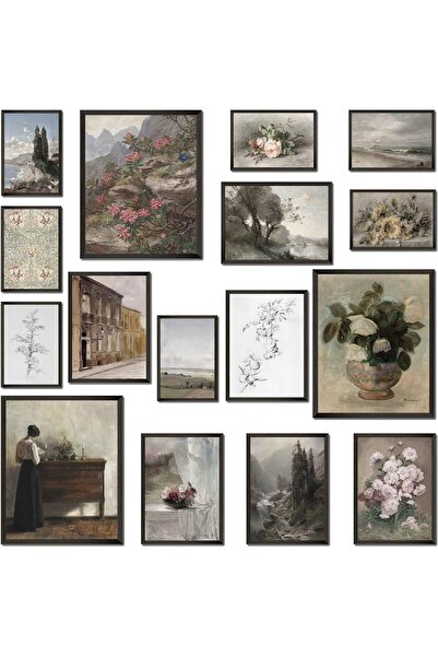 ALAYRA International مجموعة من 16 قطعة من اللوحات الجدارية المؤطرة - مطبوعات ...