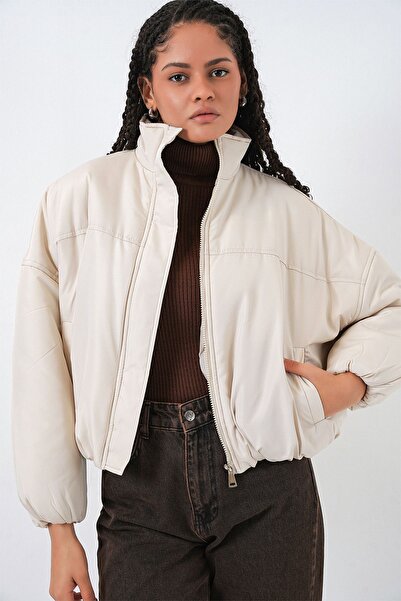 Hiccup Bdart Zippered Collar Thick Bomber Coat