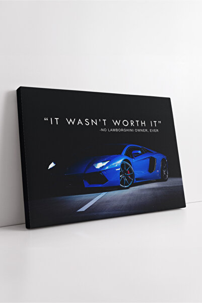 KOSS Dijital Луксозна спортна кола Мотивационно платно Изкуство Синьо Ламборг...