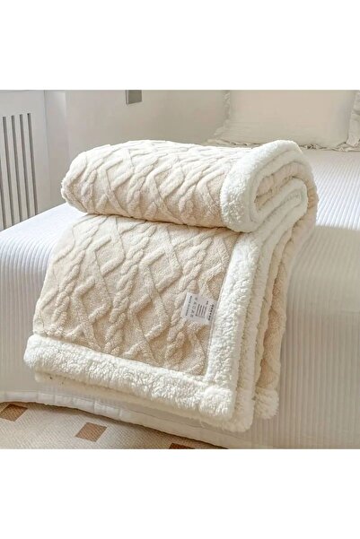 TrendyLux Pătură dublă 200x230 cm – tricot + blăniță sherpa, extra moale și c...
