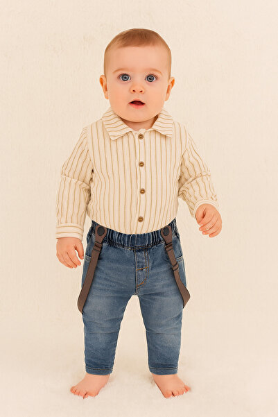 Necix's Erkek Bebek Müslin Gömlek Kot Pantolon Takım