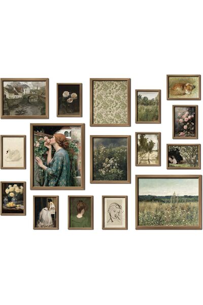 ALAYRA International مجموعة من 16 قطعة فنية جدارية - مطبوعات ملصقات مناظر طبي...