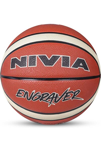 NIVEA Engraver Basketball, 14-panel, soft molded rubber, butyl-stitched bladder, brown/beige, size 6