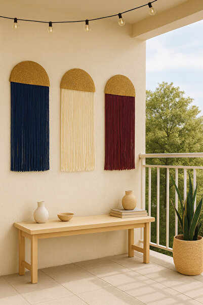 AYBÜK PABUÇ Pinterest tarzı doğal hasır supla makrome duvar süsü bohem duvar ...