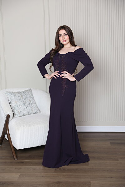BRATO mauve embroidered evening dress